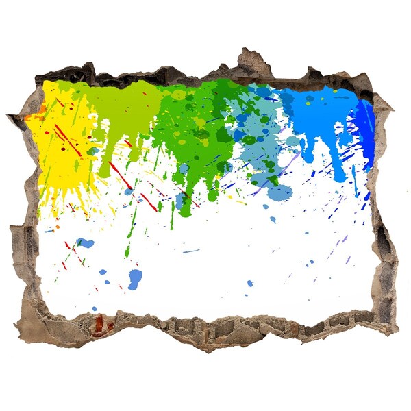 Finto buco nel muro 3D Un'esplosione di colori nel cemento