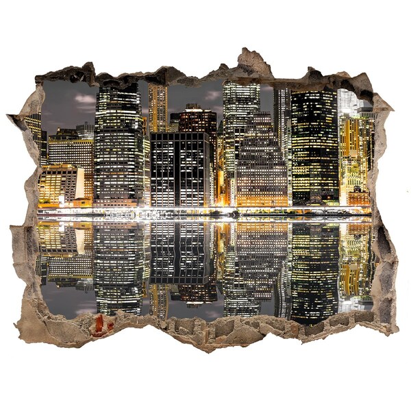 Sticker buco nel muro Veduta notturna della città