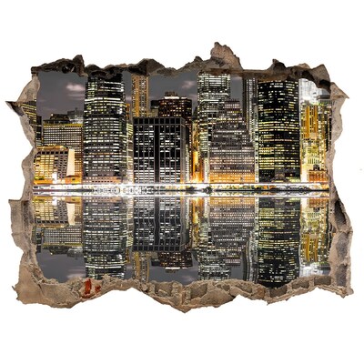 Sticker buco nel muro Veduta notturna della città