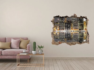 Sticker buco nel muro Veduta notturna della città