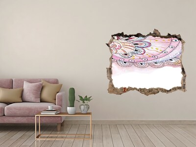 Sticker buco nel muro Motivo colorato su sfondo di cemento