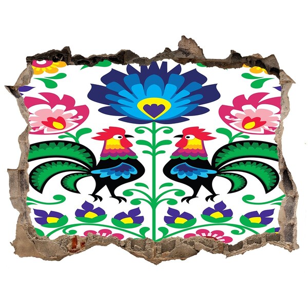 Finto buco nel muro 3D Folclore floreale con finferli