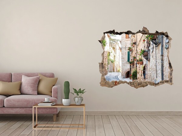 Finto buco nel muro 3D Una cittadina affascinante in Italia