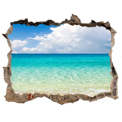 Finto buco nel muro 3D Spiaggia caraibica vista attraverso un buco nel muro