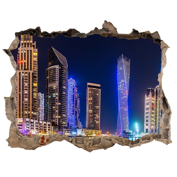 Finto buco nel muro 3D Lo skyline moderno di Dubai