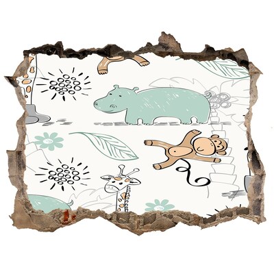 Finto buco nel muro 3D Animali nella giungla