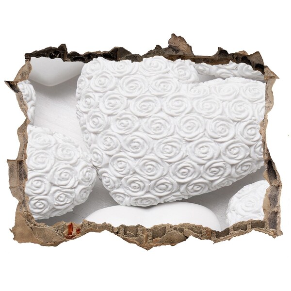 Adesivo buco nel muro Rose bianche in un buco nel muro