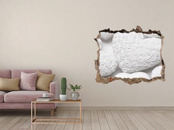 Adesivo buco nel muro Rose bianche in un buco nel muro