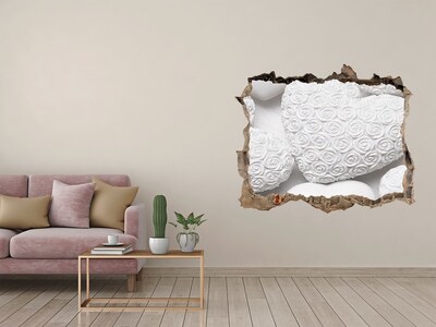 Adesivo buco nel muro Rose bianche in un buco nel muro