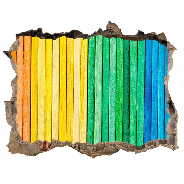 Adesivo buco nel muro Tavole colorate in un buco nel muro