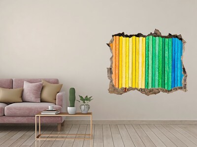 Adesivo buco nel muro Tavole colorate in un buco nel muro