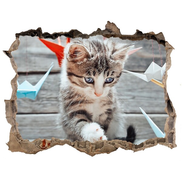 Adesivo buco nel muro Gattino in un buco nel muro
