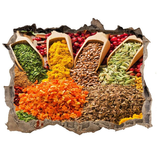 Sticker buco nel muro Spezie colorate nella piazza del mercato