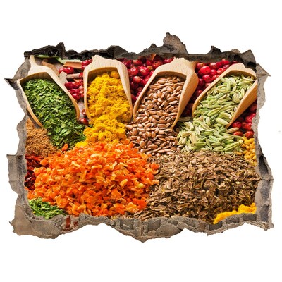 Sticker buco nel muro Spezie colorate nella piazza del mercato