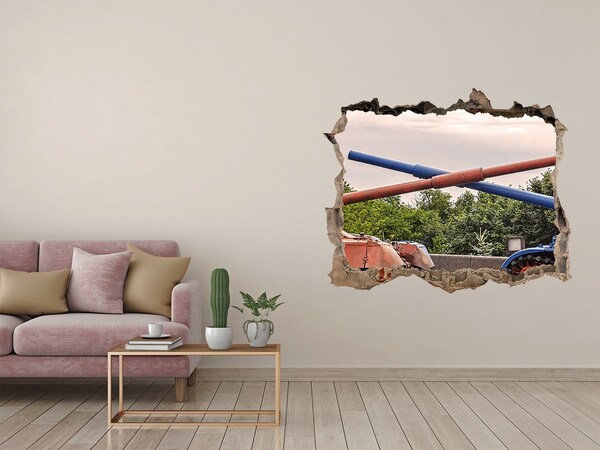 Adesivo buco nel muro Battaglia di carri armati tra le rovine