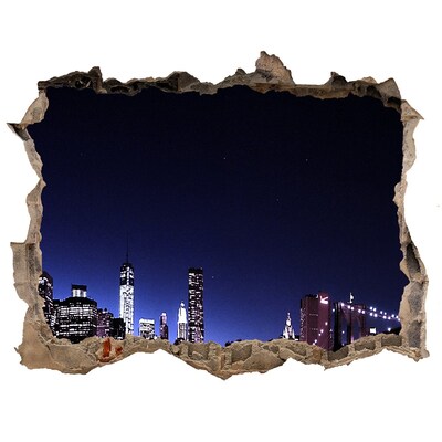 Sticker buco nel muro Panorama notturno di New York