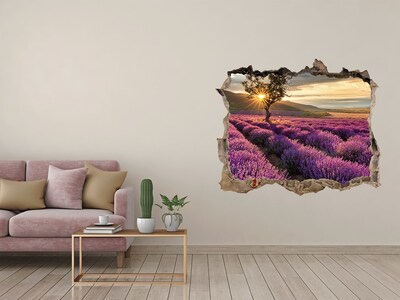 Finto buco nel muro 3D Campi di lavanda al tramonto