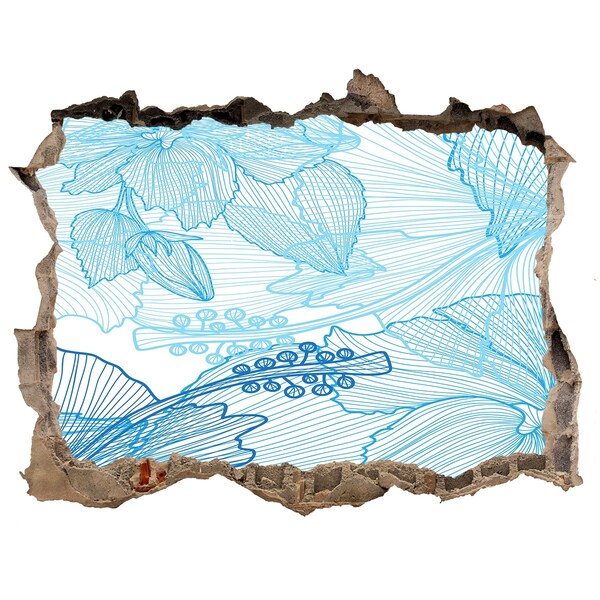 Adesivo buco nel muro Il mondo sottomarino in blu