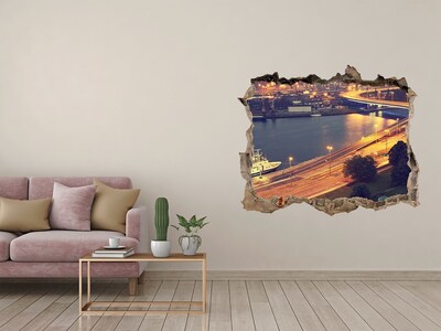 Sticker buco nel muro Veduta notturna della città