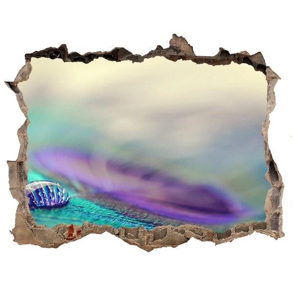 Adesivo buco nel muro Una goccia sulla piuma di un pavone