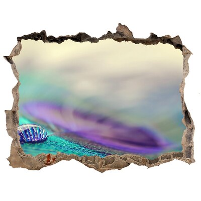 Adesivo buco nel muro Una goccia sulla piuma di un pavone