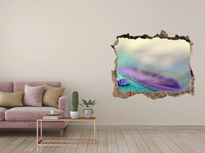 Adesivo buco nel muro Una goccia sulla piuma di un pavone