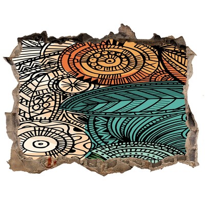 Sticker buco nel muro Motivi colorati su sfondo di pietra