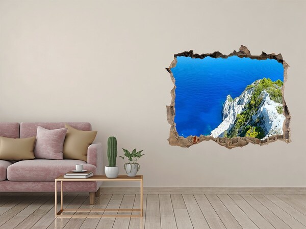 Finto buco nel muro 3D Vista del mare blu