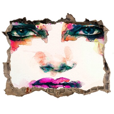 Finto buco nel muro 3D Un ritratto colorato in un buco nel muro