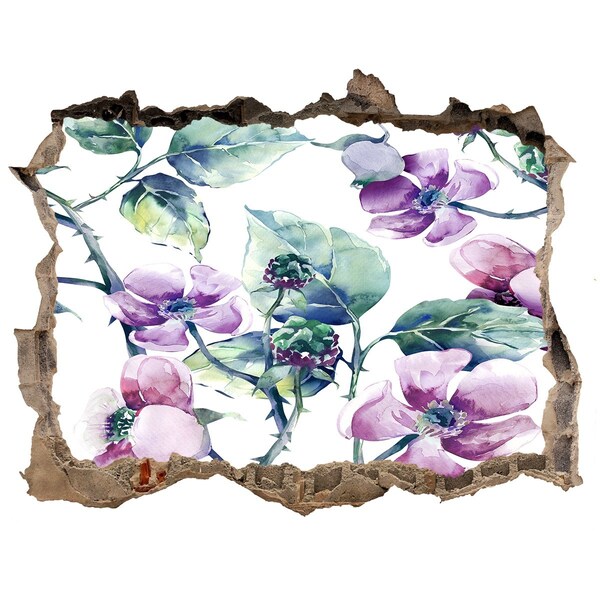 Adesivo buco nel muro Un murale floreale su un muro danneggiato