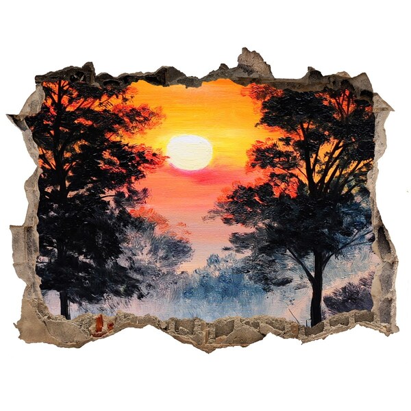 Sticker buco nel muro Tramonto nella foresta
