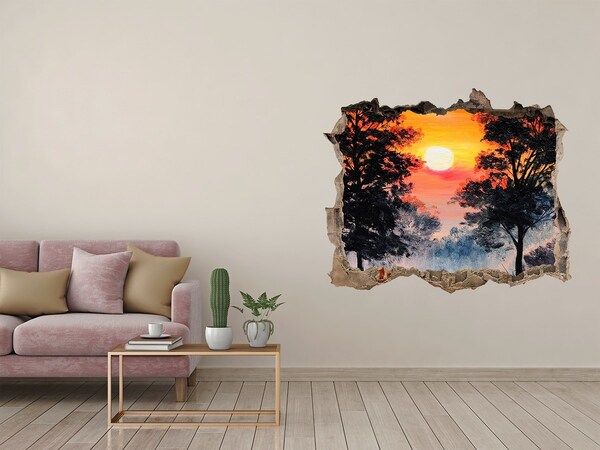 Sticker buco nel muro Tramonto nella foresta