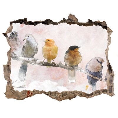 Finto buco nel muro 3D Uccelli su un ramo