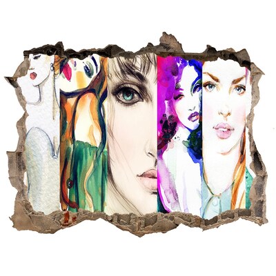 Adesivo buco nel muro Ritratti femminili in un buco nel muro