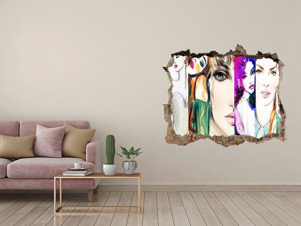 Adesivo buco nel muro Ritratti femminili in un buco nel muro