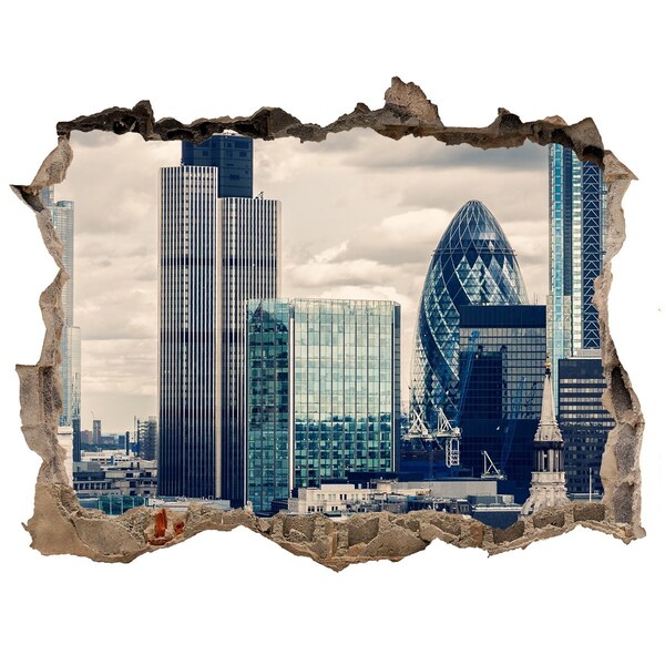 Finto buco nel muro 3D Veduta della città moderna