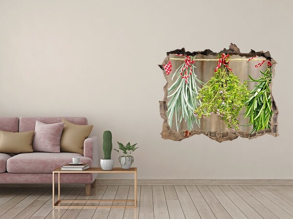 Finto buco nel muro 3D Giardino delle erbe aromatiche tra le rovine