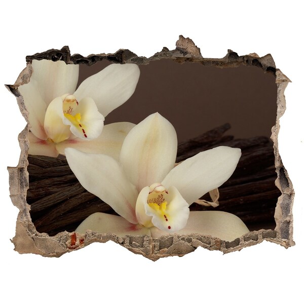 Adesivo buco nel muro Fiori di orchidea in un muro danneggiato