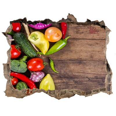 Finto buco nel muro 3D Frutta e verdura in un buco nel muro