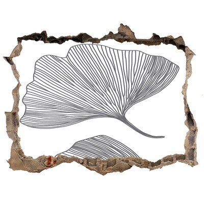 Adesivo buco nel muro Foglie nel cemento