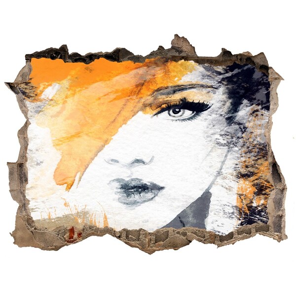 Sticker buco nel muro Ritratto in tonalità dorate