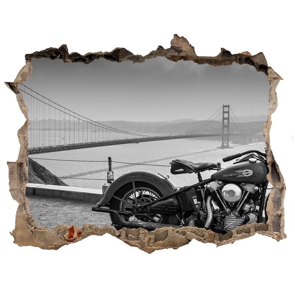 Sticker buco nel muro Motociclista al Golden Gate Bridge