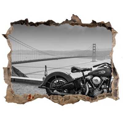 Sticker buco nel muro Motociclista al Golden Gate Bridge