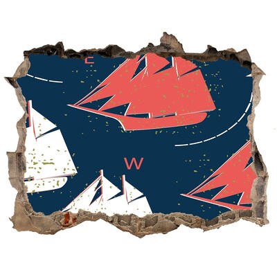 Adesivo buco nel muro Navi in ​​mare