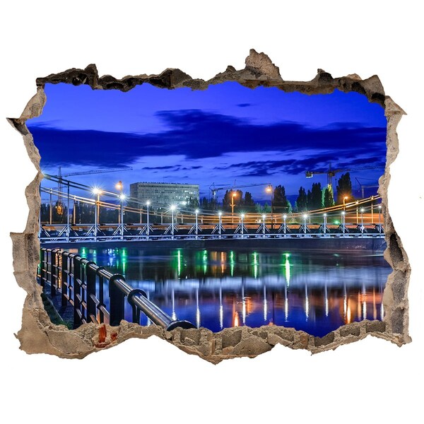 Sticker buco nel muro Vista notturna del ponte e del fiume