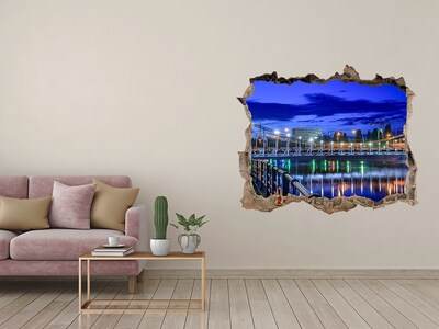 Sticker buco nel muro Vista notturna del ponte e del fiume