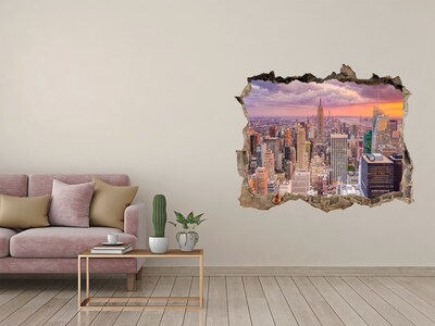 Sticker buco nel muro New York al tramonto