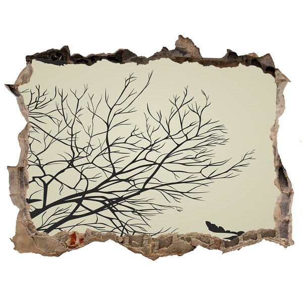 Finto buco nel muro 3D Foresta morta dietro il muro distrutto