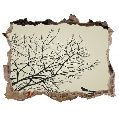 Finto buco nel muro 3D Foresta morta dietro il muro distrutto