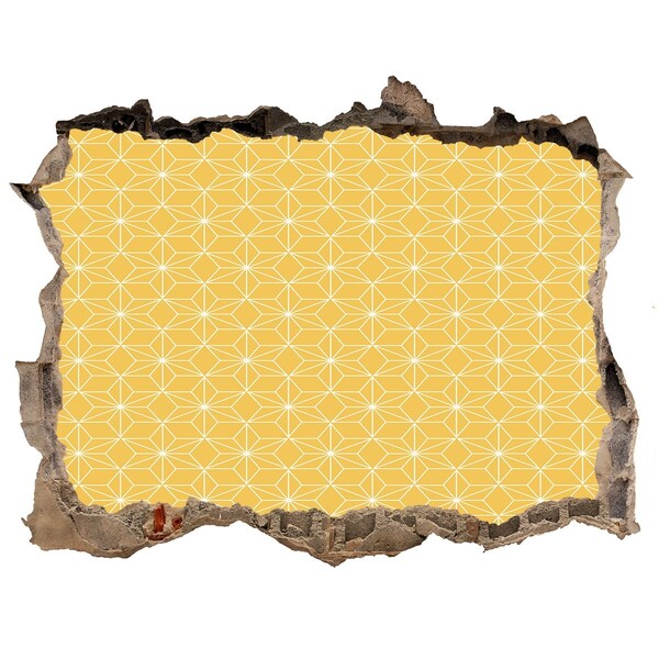 Adesivo buco nel muro Geometria dorata su sfondo di cemento
